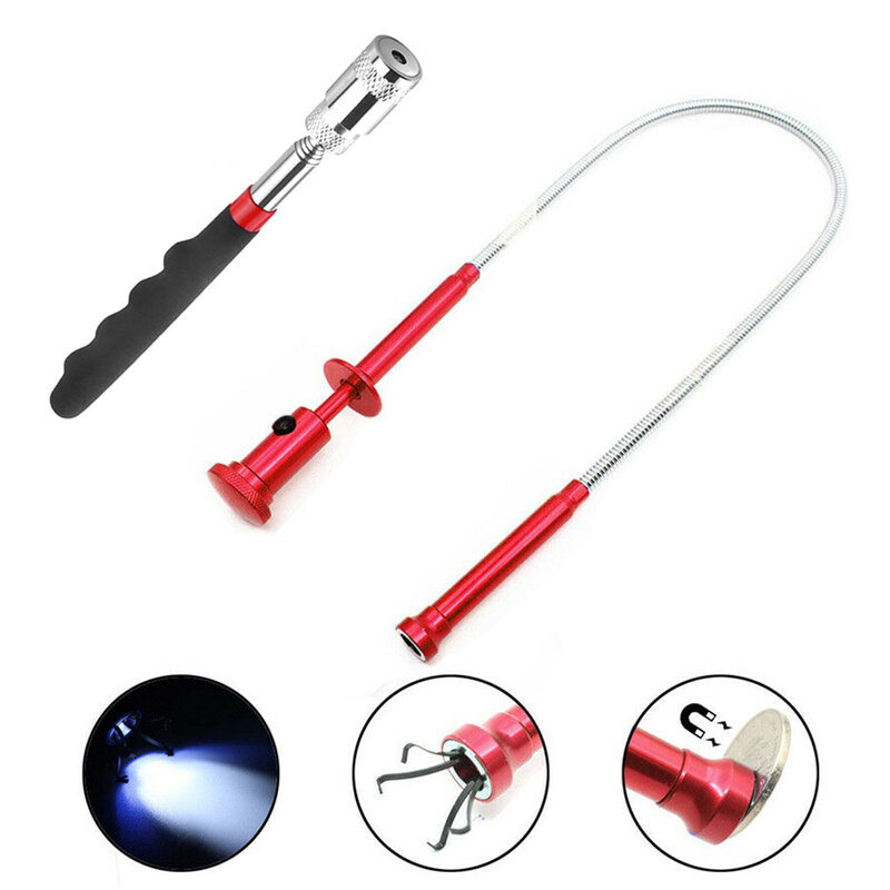 Claw Pick Up Tool Magnetic Grab Alloy Bendable Kitchens Garages Garbage 2PCS LED Light Pick Up Tool Grabber