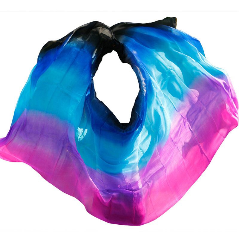 Véus de seda personalizados para dança do ventre 100% Acessório de seda real Xales lenço de mão para dançarino do ventre Stage Performance Prop