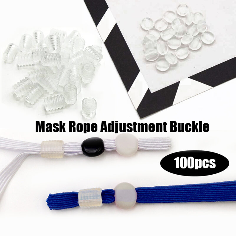 100Pcs Transparent Silikon Maske Schnalle Elastische Band Mund Maske Band Einstellbar Stretch String Schnalle Für Mund Maske Zubehör