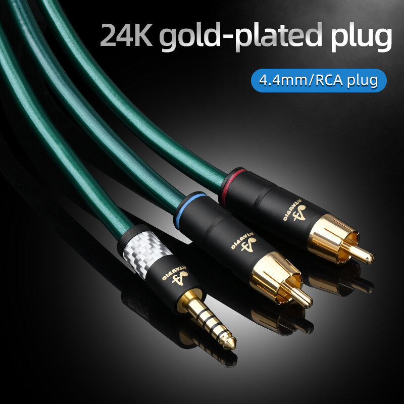 HIFI-cable de audio amplificador de potencia de uno a dos, 4,4mm a 2RCA, HiFi, OCC, anti-ruido y anti-interferencia, 4,4 equilibrado