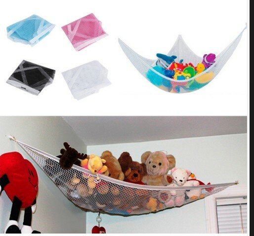 Hamaca de juguete de malla hueca para niños, soporte de red de animales de peluche, almacenamiento de esquina, bolsa de Baby Shower, organizador colgante para dormitorio y baño