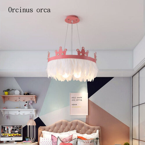Скандинавская люстра с перьями для спальни, простой постмодерн, ресторан, сетка, красная, свадебная комната, принцесса, детская комната, креативное освещение