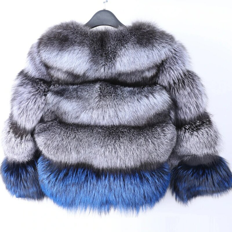 maomaokong  Winter Women  Fur Coat 100% Real Fur Coat Natural Fox Fur  Jacket Vest Warm Thick Silver Fox Women's Short  Jacket