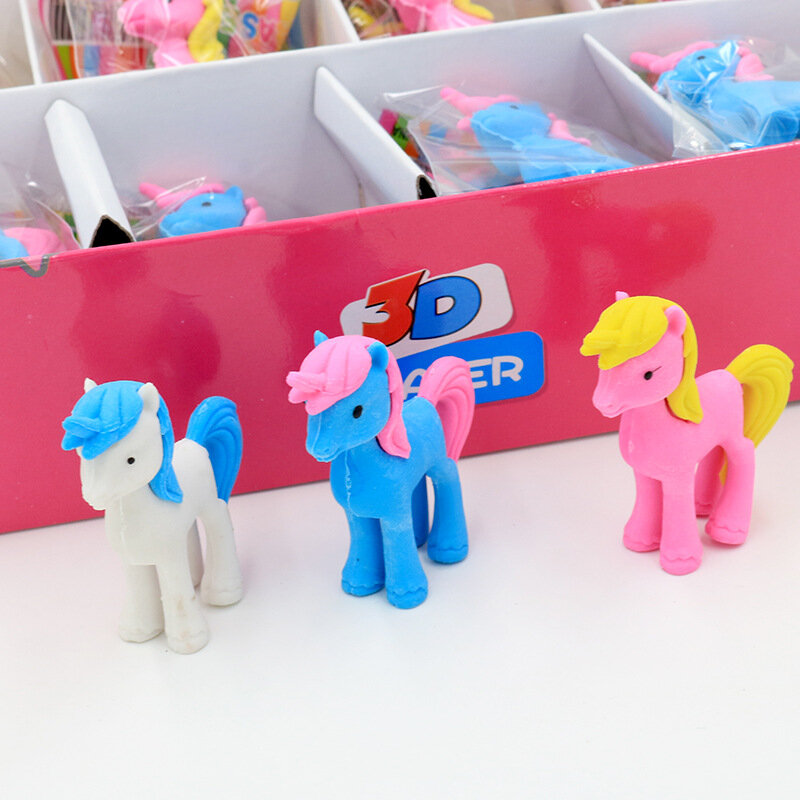 1 pz creativo cartone animato unicorno Pony carino animale gomma studente cancelleria all'ingrosso Mini gomme regalo studente