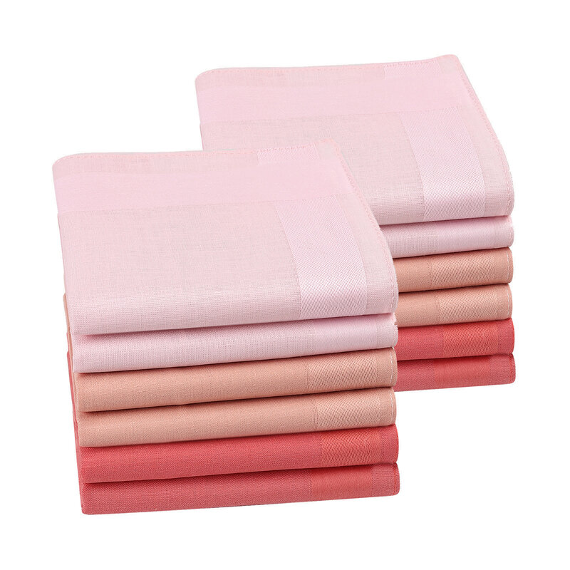 6/12PCs Fashion Square Handkerchief For Men Gentlemen Classic Solid Color Pocket Cotton Towel For New Year Gift Wedding Party