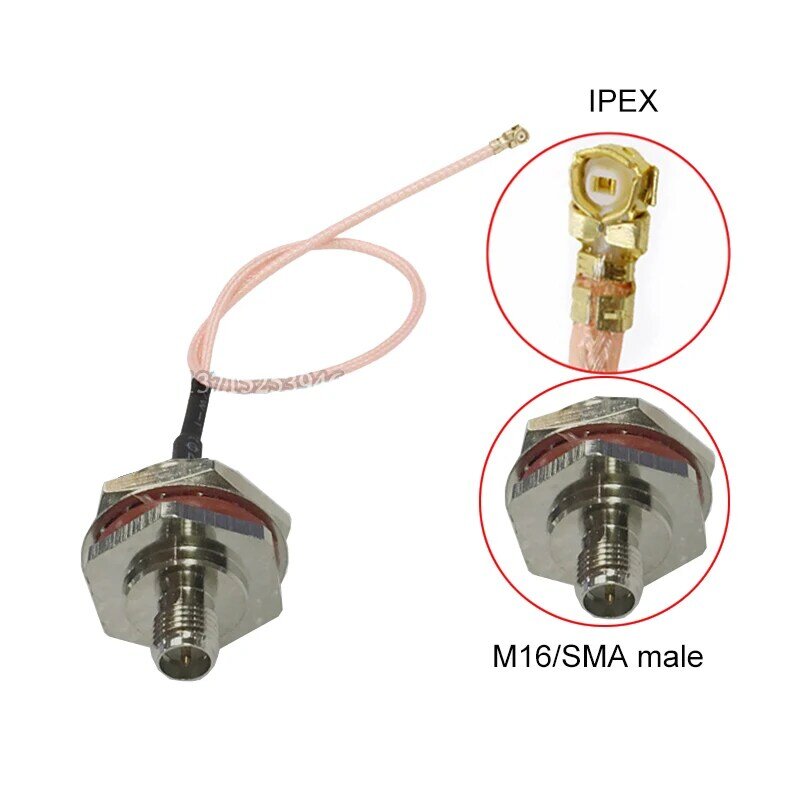 2Pcs IPEX to SMA male IPEX1 to M16 SMA Pigtail Cable Extend cord Coaxial fixed Jumper with AP Waterproof RG178