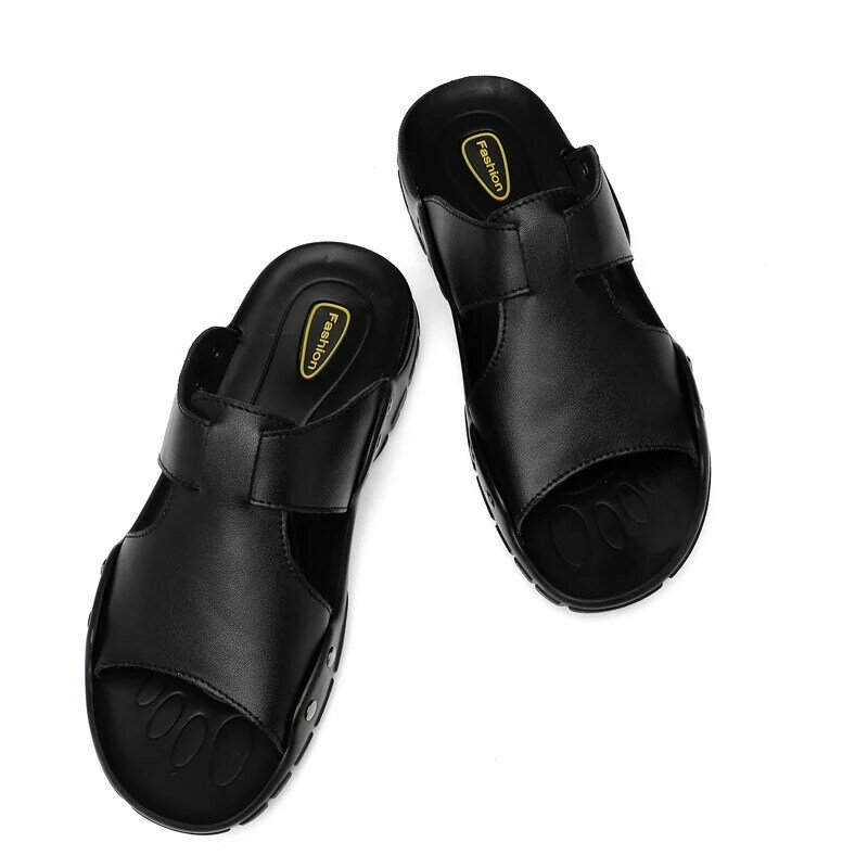 Damyuan 2020 New Hot Sale Men's Summer Slippers Two-layer Leather Men Outdoor Sports Shoes Non-slip wear-resistant plug big 50