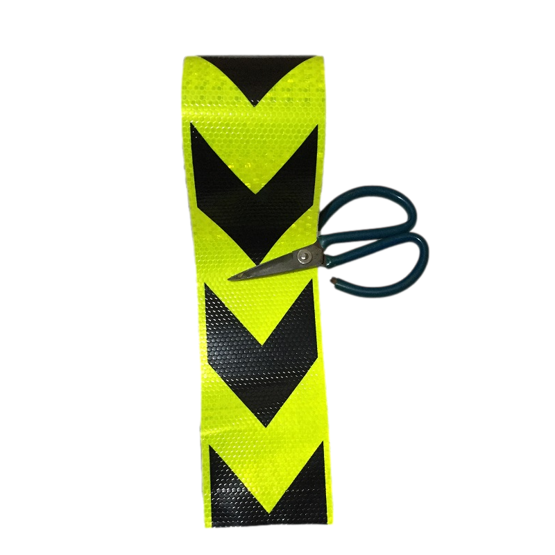 粘着性の狭い反射テープ,5cm x 28cm,蛍光黄色の警告ステッカー