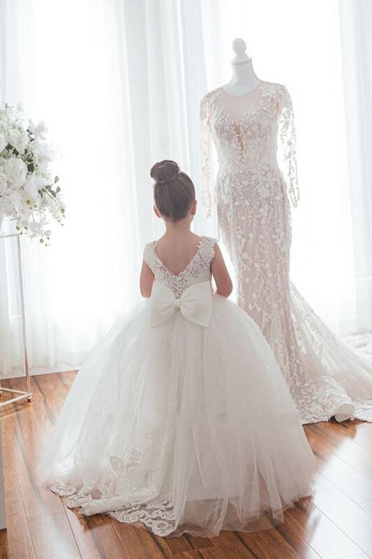 ROSEINTHEBOX księżniczka sukienki dla dziewczynek kwiatowa na ślub 2023 koronkowa tiulowa dziecięca suknia balowa sukienka na konkurs piękności suknia na bal maturalny urodzinowa
