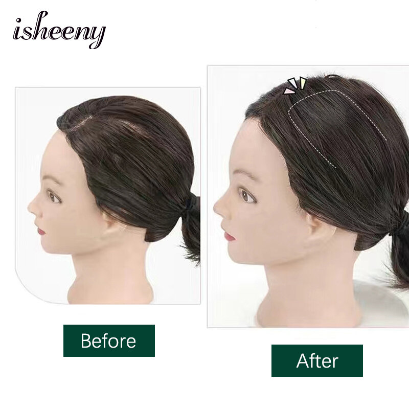 Isheeny накладные человеческие волосы на клипсе, натуральные черные невидимые волосы для наращивания