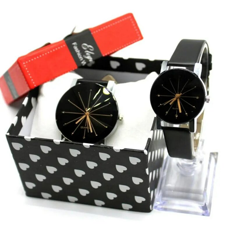 2021 neue Mode Luxus Unsex Männer Frauen Faux Leder Band Armbanduhr Runde Quarz Zeiger Uhr Liebhaber Uhr für Das Tägliche Leben