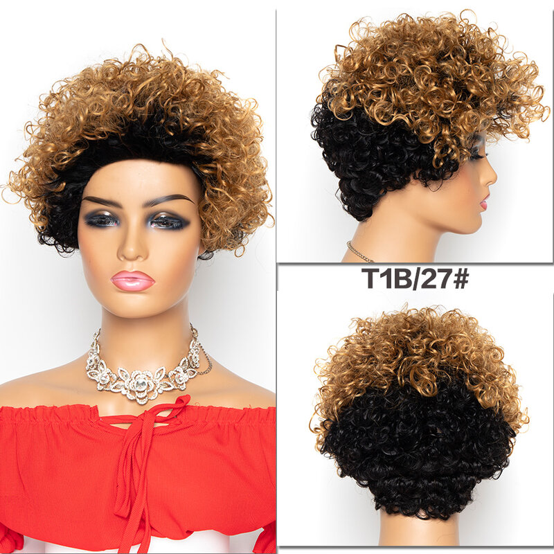 Parrucche corte ricci Bob parrucche brasiliane per capelli umani per donna Remy Glueless parrucca fatta a macchina parrucche colorate Ombre capelli Yepei