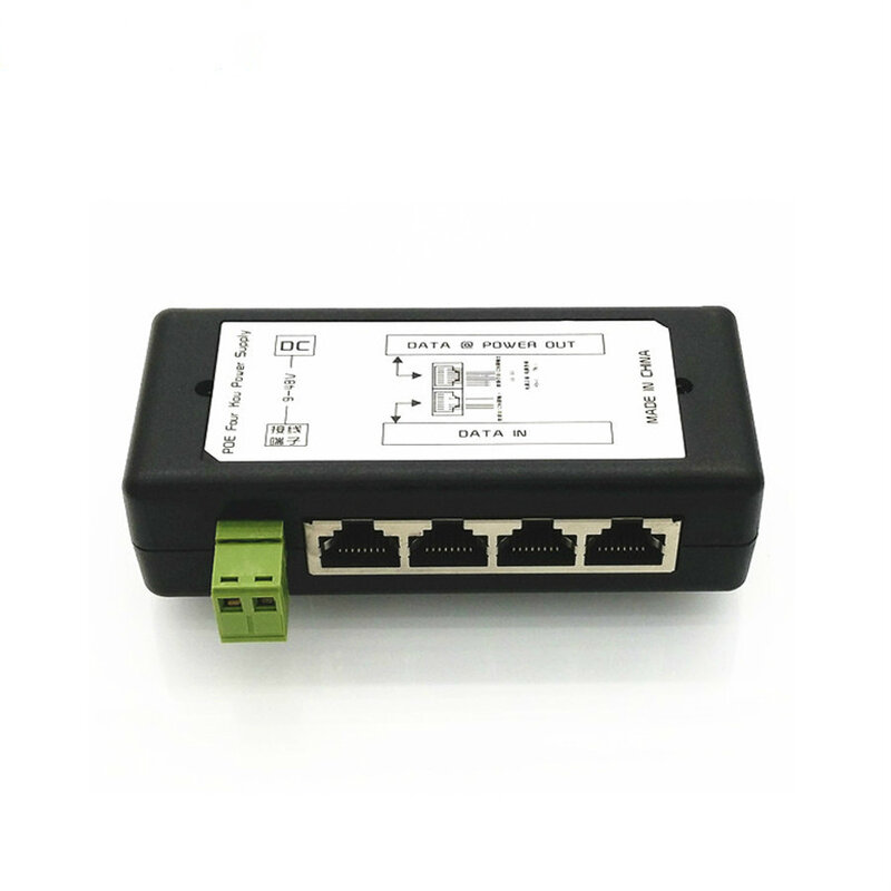 4 Poorten 8 Portspoe Injector Poe Power Adapter Ethernet Voeding Pin 4,5(+)/7,8(-) Input DC12V-DC48V Voor Ip Camera