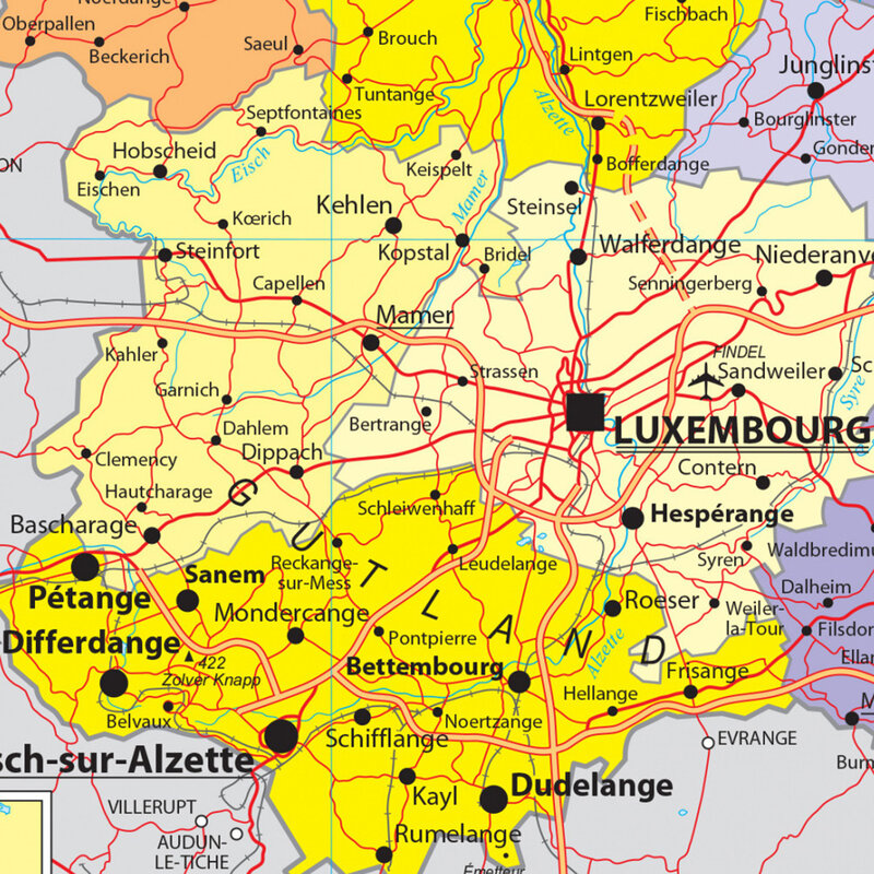 150*225cm mapa transportu luksemburga w języku francuskim włóknina plakat na ścianę płótno obraz dekoracyjny do domu szkolne