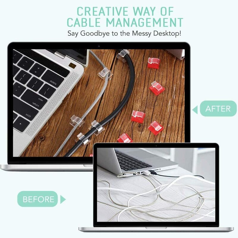 10/50PCS Cable Organizer Clips Cable Management Wire Manager Cord Holder USB Charging Data Line Bobbin Winder Wall Mounted Hook