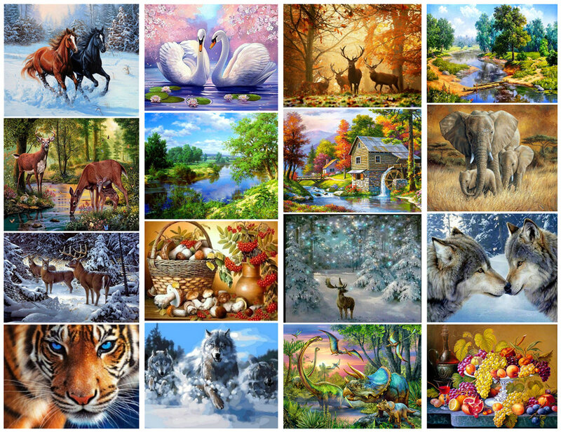 5D DIY Diamond Painting Home Animal landscape character Cross Ctitch Kit Wall Sticker Full drilling Embroidery Home decoration