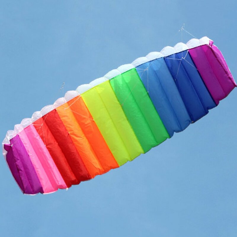 2m arco-íris dupla linha kitesurfing dublê paraquedas macias surf kite esporte kite ao ar livre atividade praia voando kite