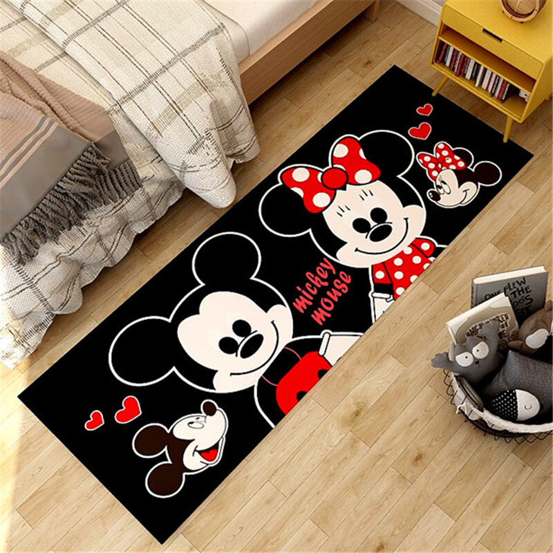 Alfombra de dibujos animados para niños, tapete largo antideslizante para puerta de dormitorio y hogar, Mickey y Minnie, 160x60cm