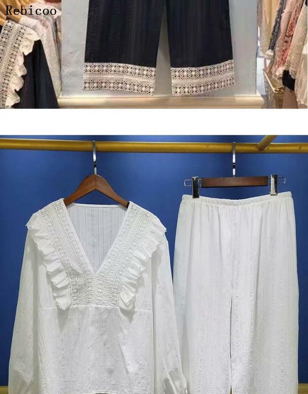 Set Piyama Wanita Flanel Hangat Musim Dingin Pakaian Tidur Kerah Persegi Istana Lengan Panjang Beludru Tebal Set Piyama Flanel untuk Anak Perempuan