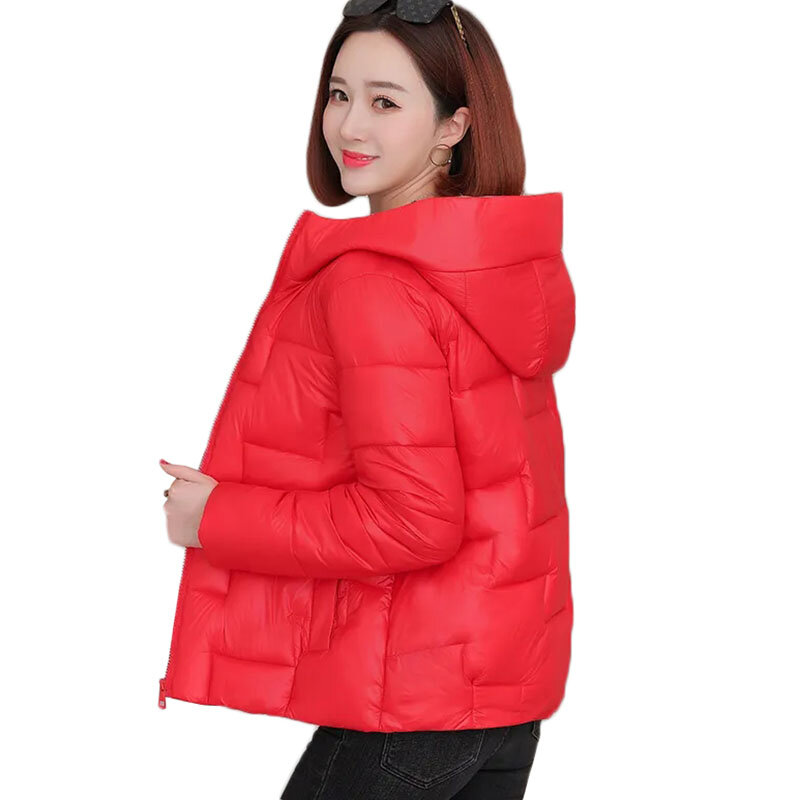 女性のための光沢のある綿のジャケット,秋,冬,大きなサイズのパーカー,短いコート,アウターウェア,新しいコレクション2021