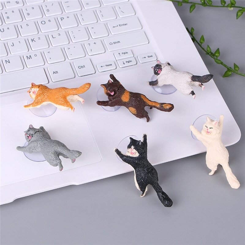 1 Buah Patung Kucing Miniatur Pengisap Kucing Desain Telepon Pemegang Mini Peri Taman Kartun Patung Kerajinan Rumah Mobil Dekoratif
