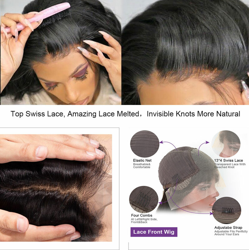 Peluca recta rizada para mujer, pelucas frontales de encaje HD 13x6, cabello humano brasileño 13x4, peluca recta Yaki prearrancada