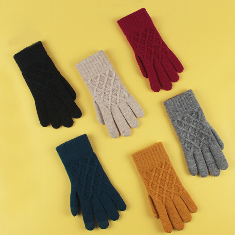 Gants de cyclisme en laine tricotée pour femme, nouvelle collection hiver, pour garder au chaud, monocouche, motif ananas, coupe-vent