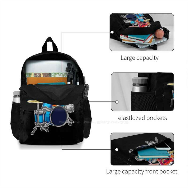 حقيبة ظهر على شكل طبال حيوانات ، حقيبة مدرسية للكمبيوتر المحمول للسفر ، أزياء عرض S