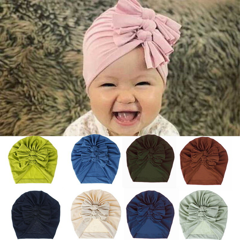 21 Colors Baby Hat For Girls Bows Turban Hats Infant Photography Props Cotton Kids Beanie Baby Cap Accessories Children Hats
