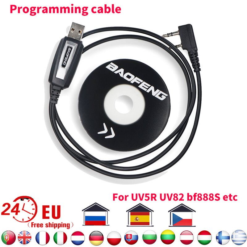 Baofeng Original Walkie Talkie สาย USB Programming With Driver CD สำหรับ Baofeng UV5R Pro UV82 BF888S UV 5R วิทยุอุปกรณ์เสริม