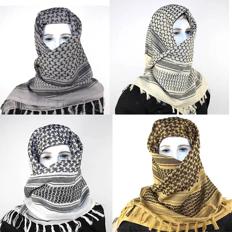 Shemagh-bufanda táctica árabe para hombre y mujer, chal de algodón, calentador de cuello, cubierta para la cabeza, a prueba de viento, para acampar al aire libre, Invierno