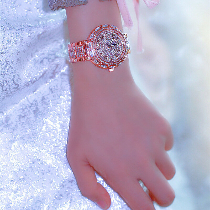 BS New Full Diamond Women's Watch Crystal Ladies Bracelet Wrist Watches Clock relojes Quartz ladies watches for women 149935