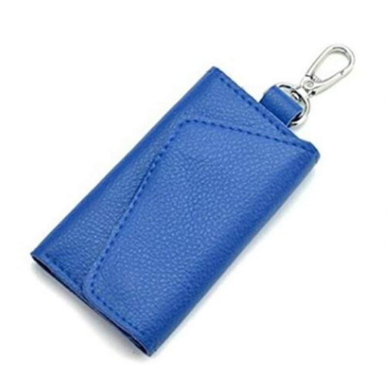 男性と女性のためのキーリング付きの小さな革の財布,ケース,財布,ミニカード