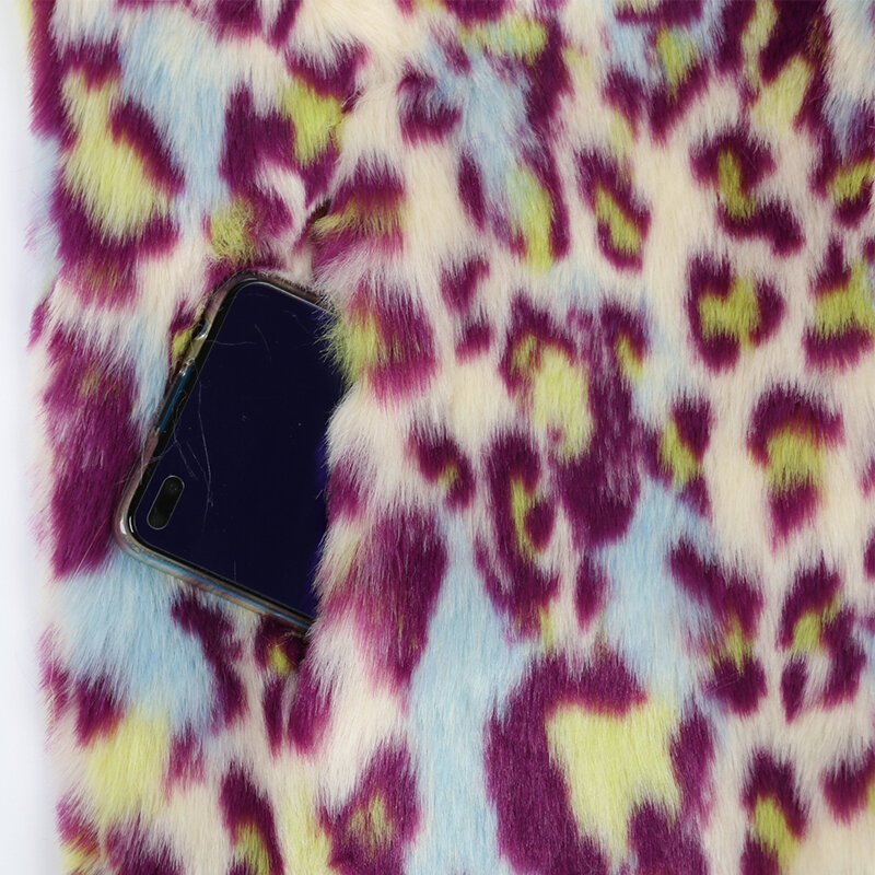 Nerazzurri-abrigo largo Multicolor con estampado de leopardo para mujer, abrigo de piel sintética, cálido y grueso, ropa de moda para invierno, 5xl, 6xl, 7xl, 2022
