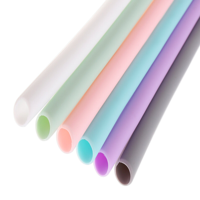 6 шт./компл. универсальные многоразовые гибкие многоцветные изогнутые силиконовые соломинки для питья с чистящими щетками