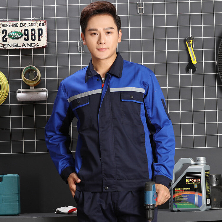 Spring Autumn Working Clothing Set For Men Women Long-sleeve Reflective Strips Uniforms Breathable Wear-resistant Work Coveralls