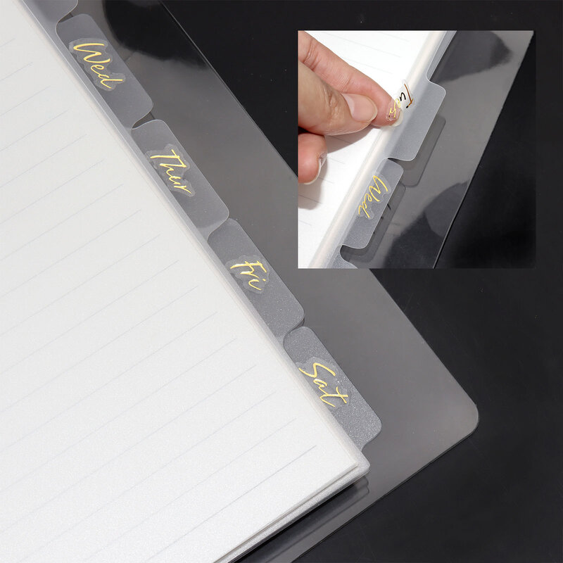 Sharkbang-PVC 투명 A5 노트북 나선형 바인더 색인 분리기 페이지 분할기 일기 책 스티커 문구, 6 개/12 개