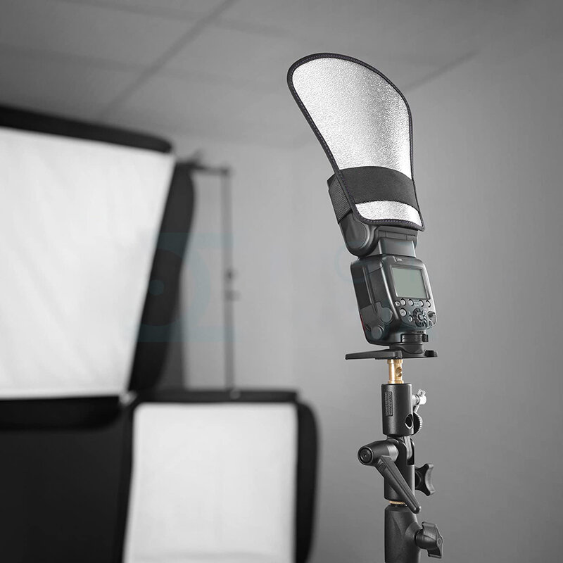 Câmera flash difusor refletor two-sided prata/branco flash refletor de luz para flashes speedlight photo studio acessórios