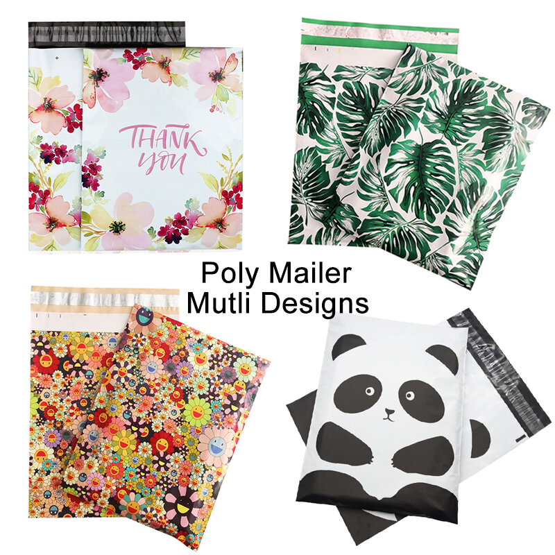 10PCSพิมพ์Poly Mailerผ้าบรรจุภัณฑ์ซองSelf Sealเสื้อผ้าMailingกระเป๋าCourierจัดส่ง