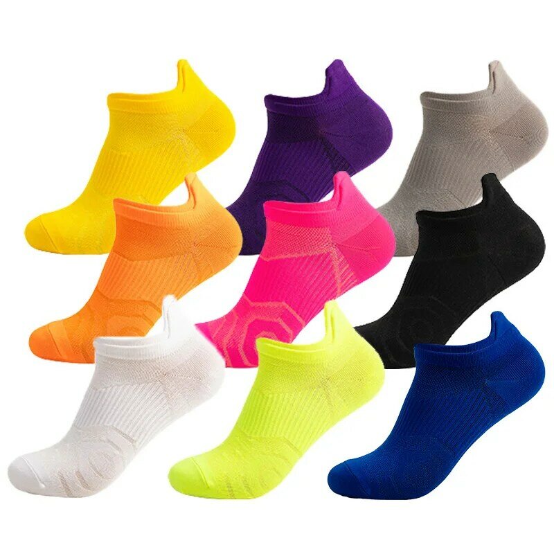 Носки-лодочки нейлоновые спортивные для баскетбола, езды на велосипеде, бега, футбола, дышащие нескользящие носки с дезодорирующим эффектом яркого цвета