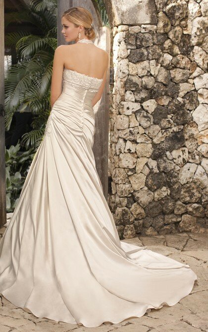 Атласное плиссированное платье невесты, пикантное платье со съемной лямкой на шее, с высоким воротником и открытой спиной Вечерние вечернее платье для матери невесты