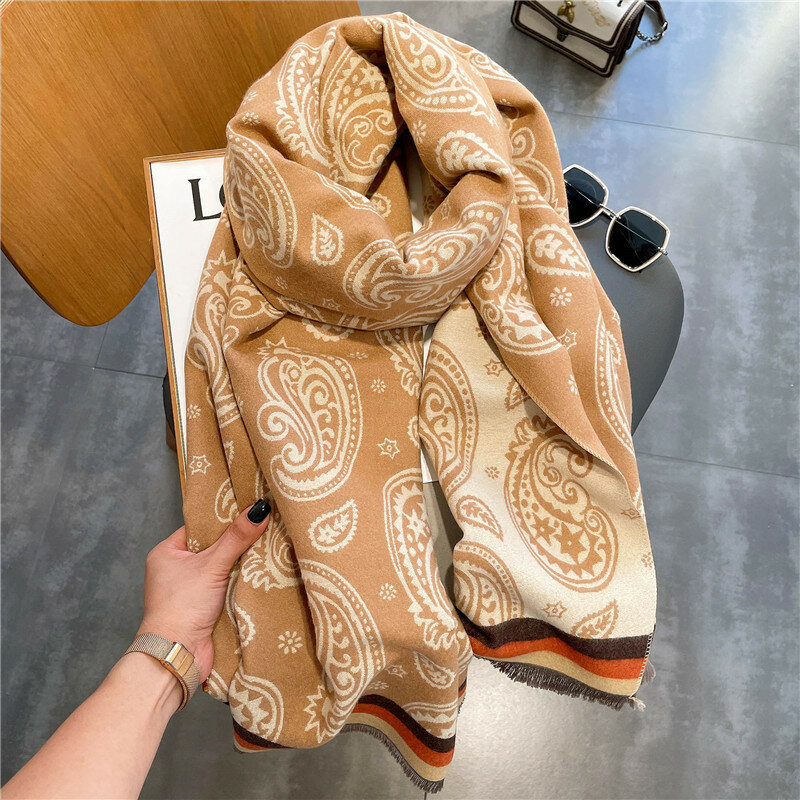 Осень 190, женский шарф, новая шаль с принтом, имитация кашемира, шарф, двусторонняя шаль двойного назначения, * 65 см