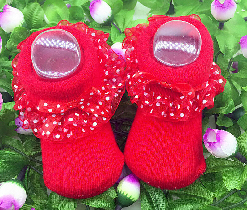 0-12 M calzini per bambini neonate pizzo morbido cotone a pois Ptint Tutu calzini per neonati calzini corti alti alla caviglia per bambina