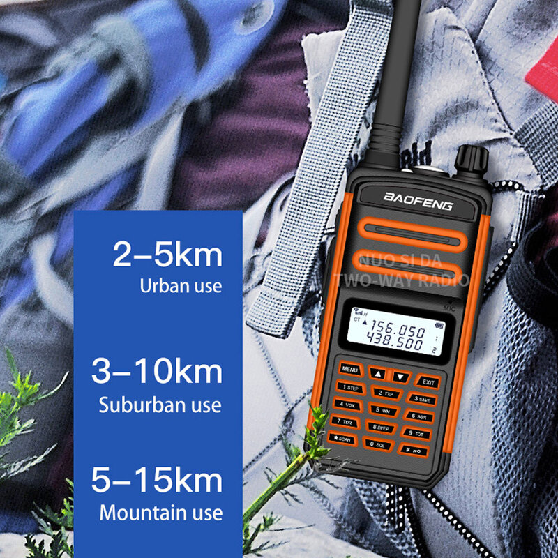 Walkie-talkie baofeng s5 plus, rádio portátil, transmissor de 5-25km, alcance longo para caça upgrade da cidade floresta 5r