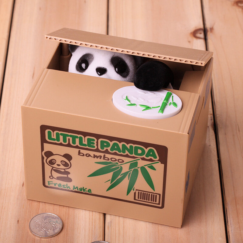 Panda Stealing Money Bank, Cute Automatic Coin Can Money Saving Box Piggy Bank for Kids Boys Girls New Year Party Gift