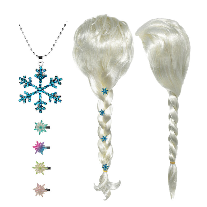 Nowa Anna Elsa 2 peruka włosy księżniczki zespoły dziewczyny Party fantazyjne akcesoria księżniczka warkocz nakrycia głowy świąteczne klipsy do włosów dzieci biżuteria