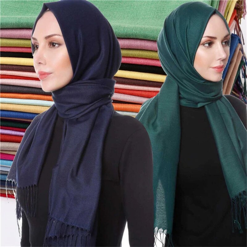 JTVOVO-RUNMEIFA Xaile de caxemira fino para mulheres, cor pura, hijab franjado, bandana, lenço de inverno, marca de luxo, novo, 2021