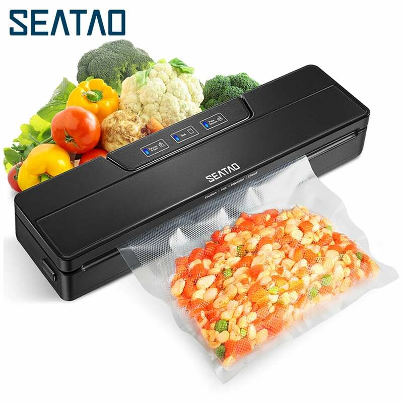 SEATAO-sellador de alimentos al vacío VM1000 para el hogar, máquina automática de envasado al vacío, comercial, incluye 10 bolsas de piezas