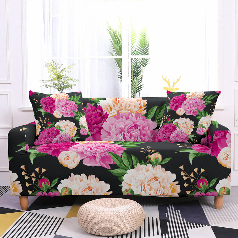 Эластичный чехол для дивана в гостиную, 3D растягивающийся чехол с цветочным принтом, Женский Трехместный Чехол для дивана L-образной формы