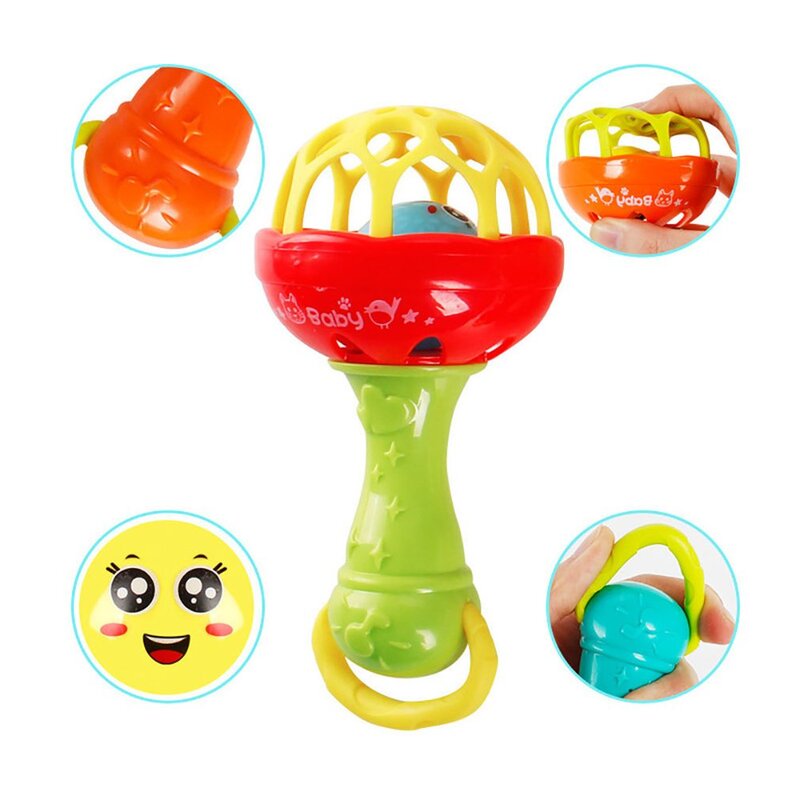 1pcs Fun games baby soft rubber teether rattle rod multi-functional baby rattle stick with teether baby hand holding toy